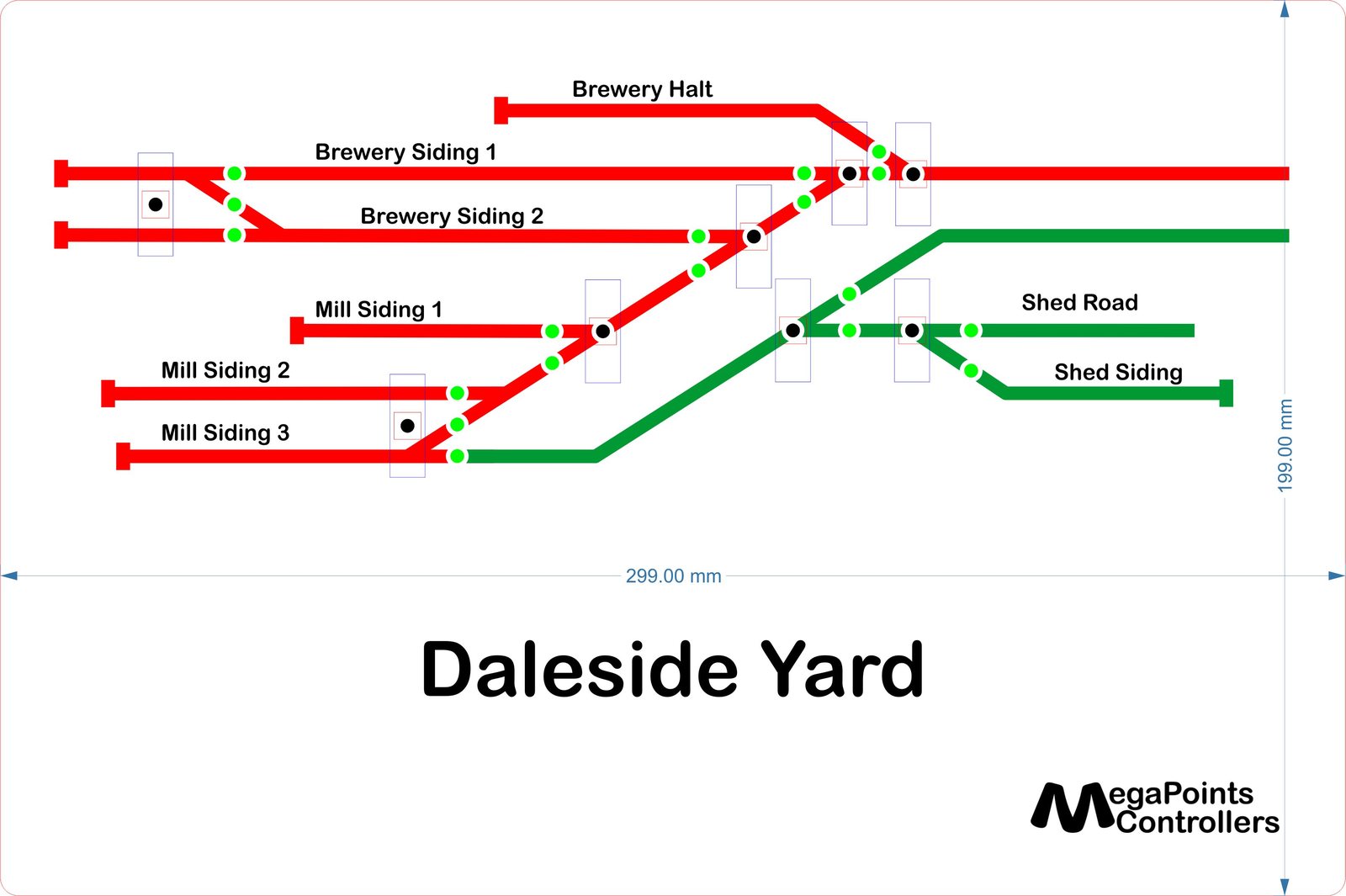 Bespoke mimic panel for Daleside Yard, engraved to the track plan.