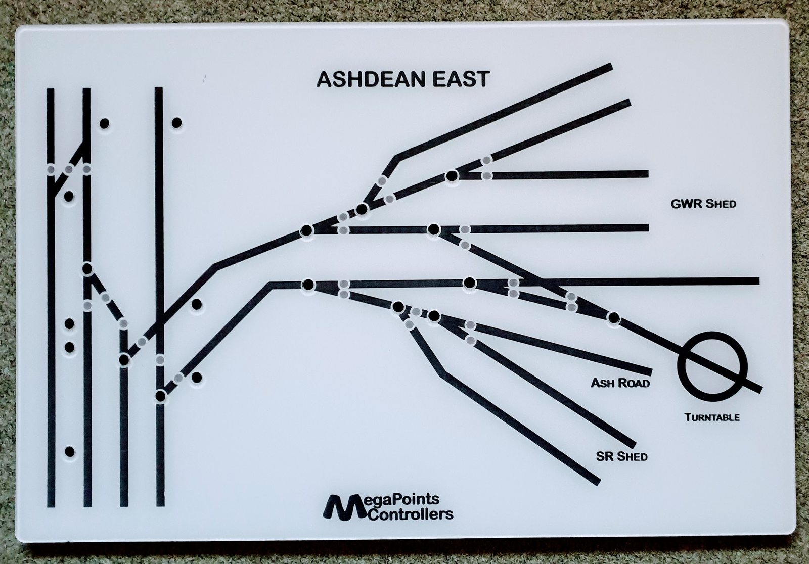 Finished bespoke mimic panel for Ashdean East with illuminated routes.