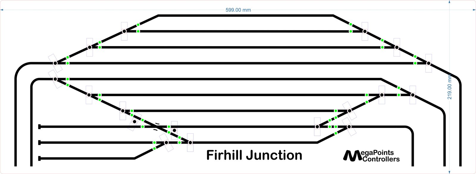 Wide bespoke mimic panel for Firhill Junction.