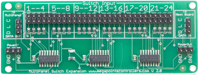 Plug and play button/switch expansion board for MultiPanel Processor pnp
